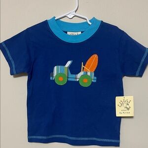 Luigi Kids Blue T-Shirt with surfboard in Truck Design - 2T
